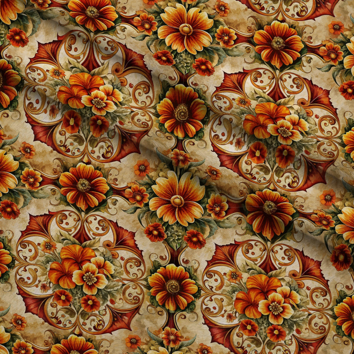 Rococo Blooms Pattern 41 Fleece Fabric — fleece fabric folded close-up preview (mv-fleece-v1:lying)
