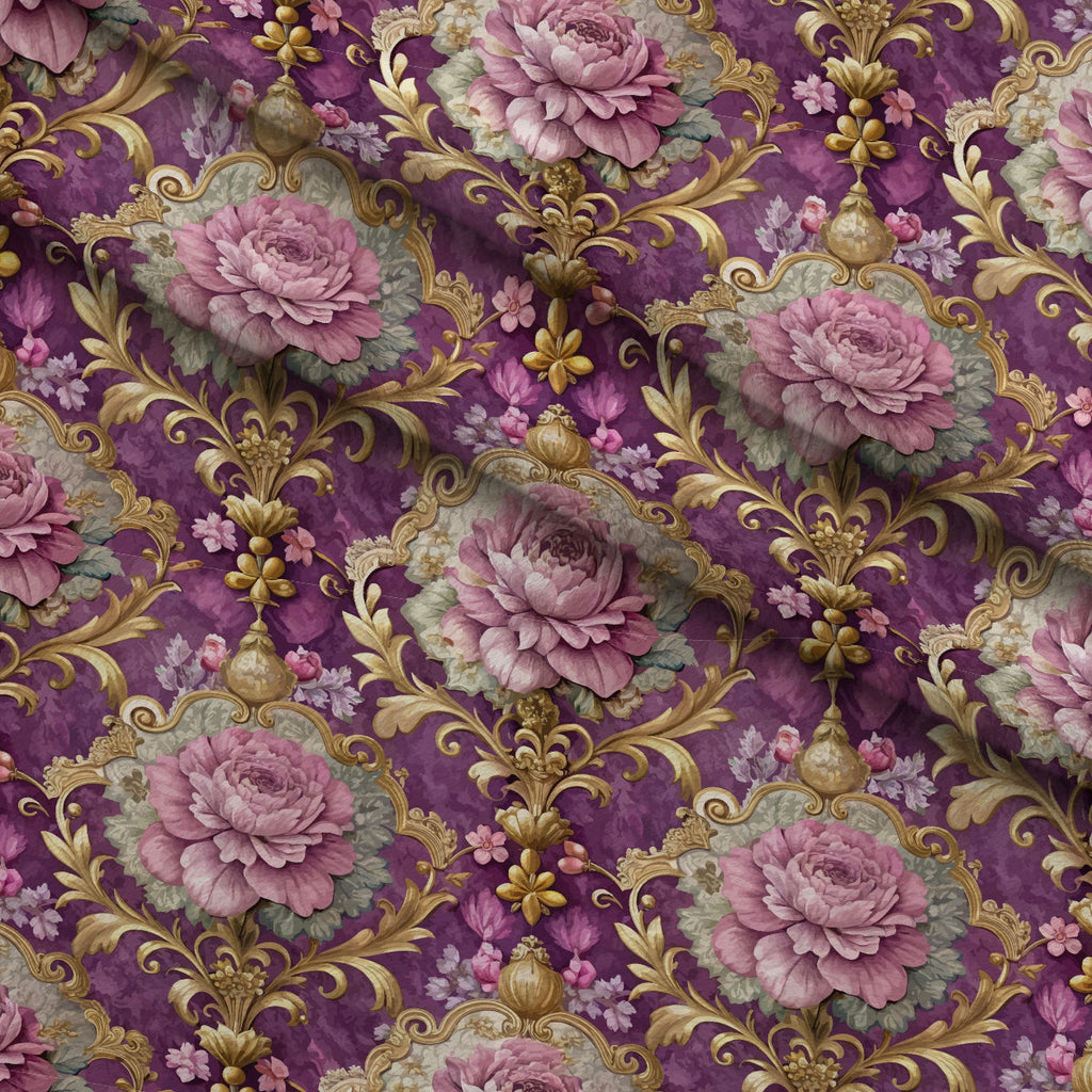 Rococo Blooms Pattern 42 Fleece Fabric — fleece fabric folded close-up preview (mv-fleece-v1:lying)