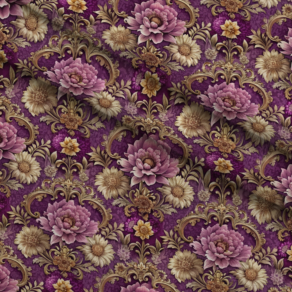 Rococo Blooms Pattern 43 Fleece Fabric — fleece fabric folded close-up preview (mv-fleece-v1:lying)
