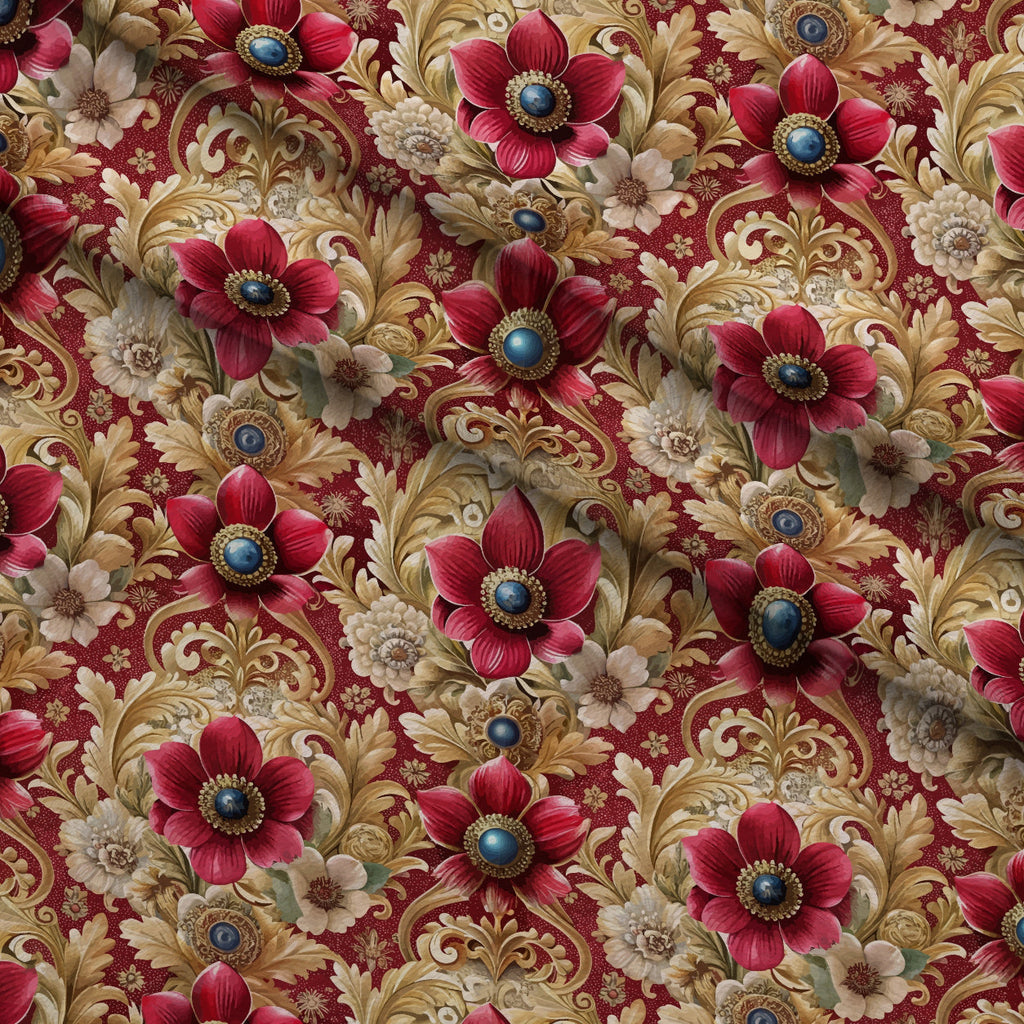 Rococo Blooms Pattern 45 Fleece Fabric — fleece fabric folded close-up preview (mv-fleece-v1:lying)
