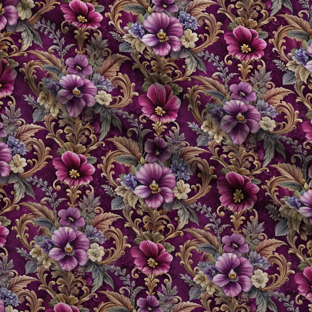 Rococo Blooms Pattern 83 Fleece Fabric — fleece fabric folded close-up preview (mv-fleece-v1:lying)
