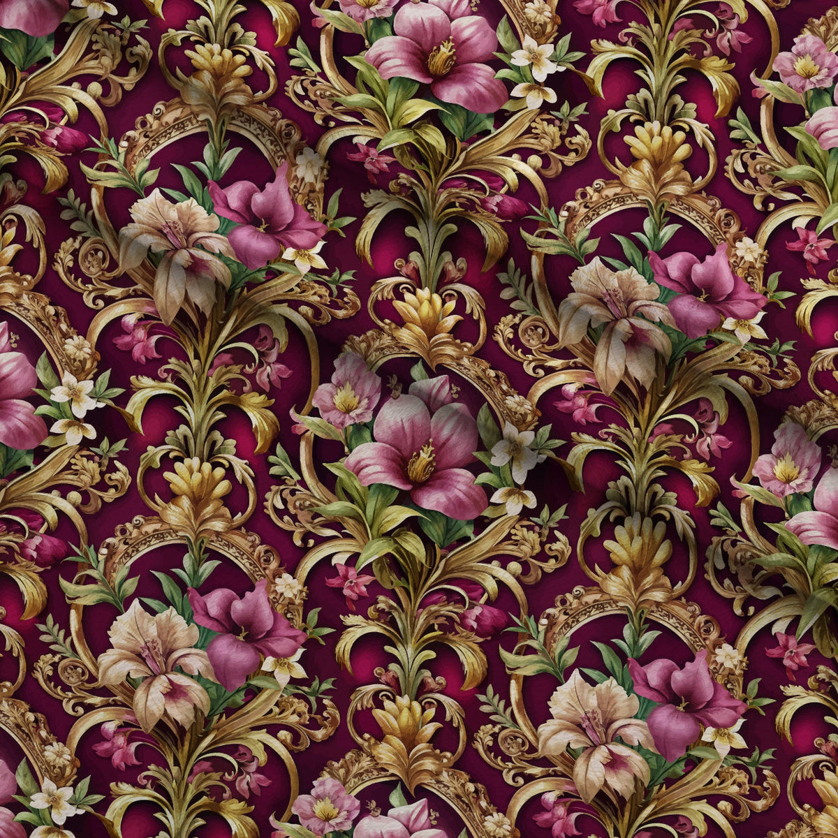 Rococo Blooms Pattern 85 Fleece Fabric — fleece fabric folded close-up preview (mv-fleece-v1:lying)