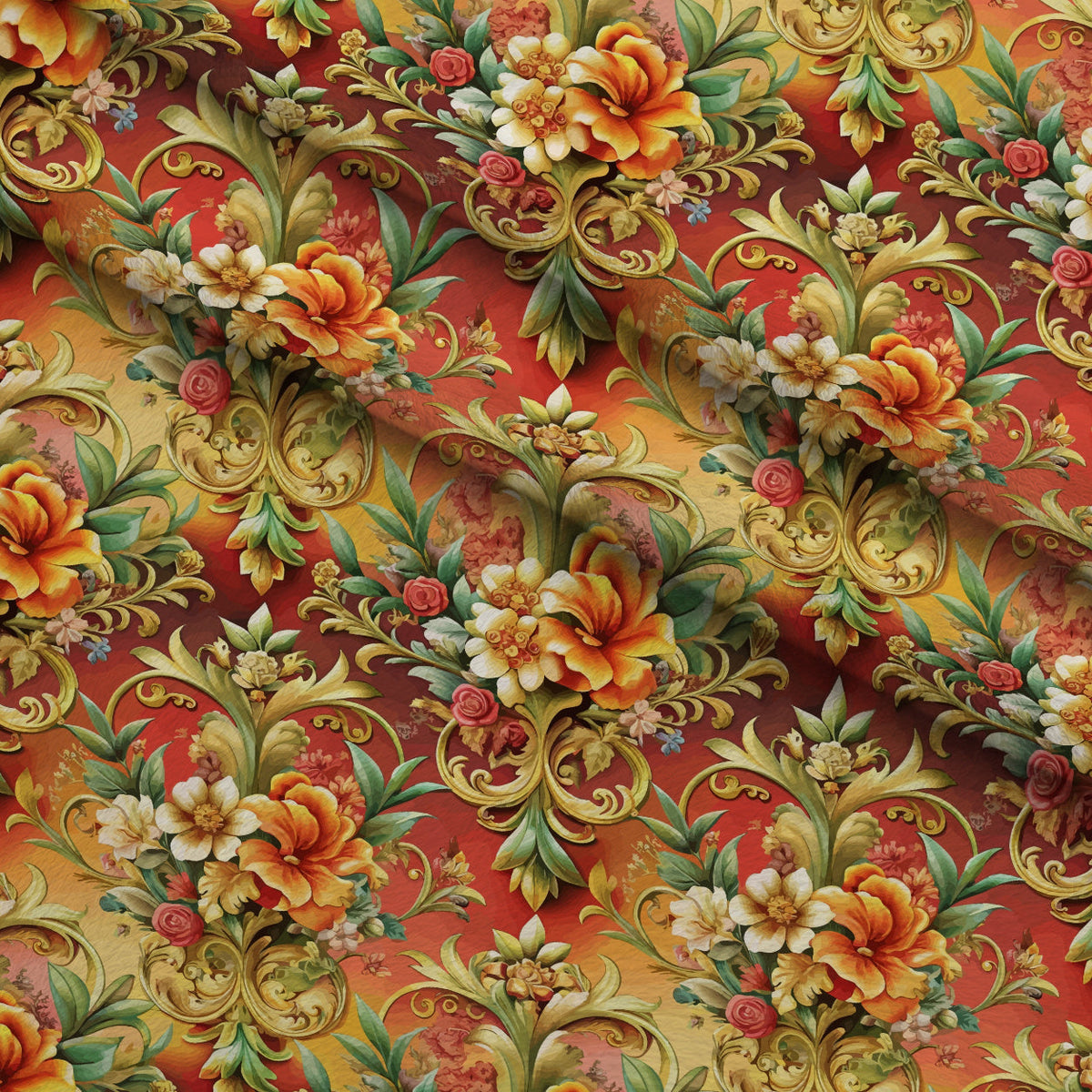 Rococo Blooms Pattern 87 Fleece Fabric — fleece fabric folded close-up preview (mv-fleece-v1:lying)