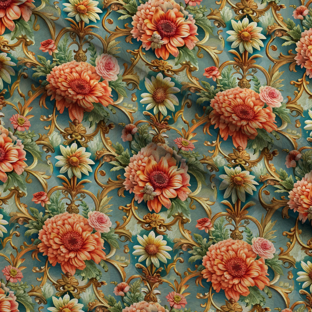 Rococo Blooms Pattern 89 Fleece Fabric — fleece fabric folded close-up preview (mv-fleece-v1:lying)