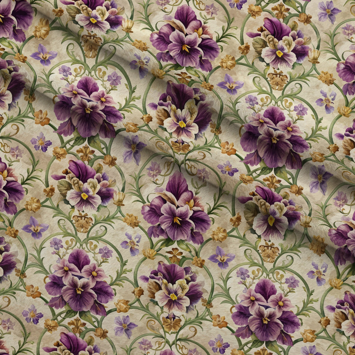 Rococo Blooms Pattern 91 Fleece Fabric — fleece fabric folded close-up preview (mv-fleece-v1:lying)