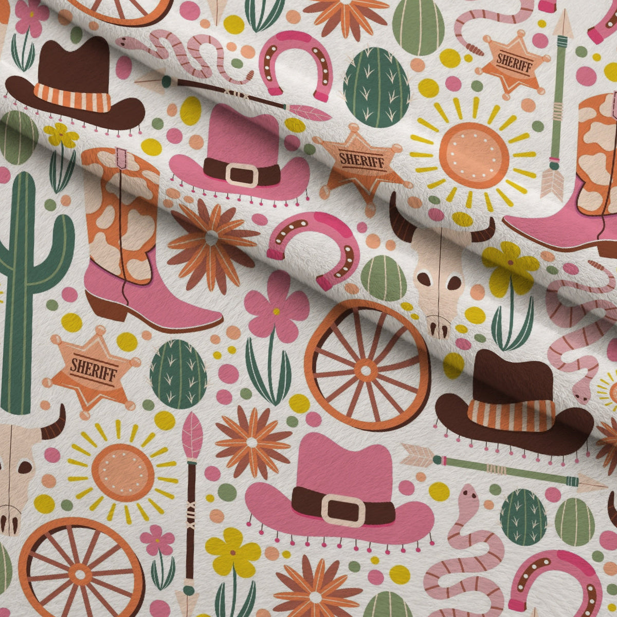 Rodeo Blooms Pattern 1 Fleece Fabric — fleece fabric folded close-up preview (mv-fleece-v1:lying)