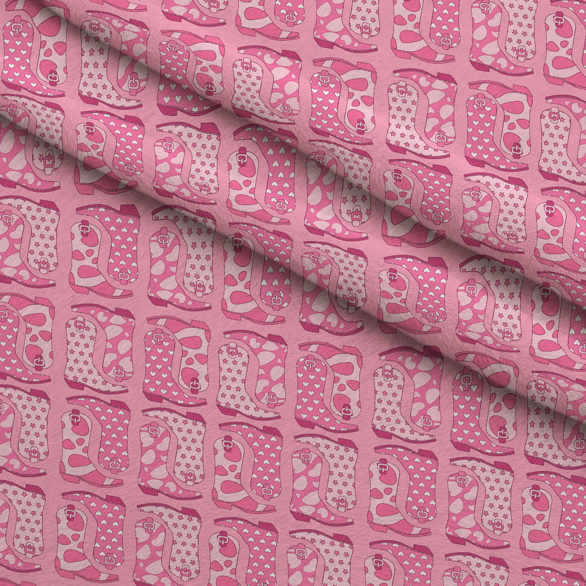 Rodeo Sweetheart Pattern 1 Fleece Fabric — fleece fabric folded close-up preview (mv-fleece-v1:lying)