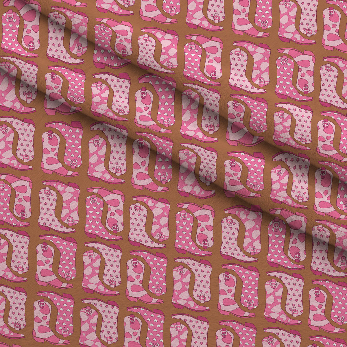 Rodeo Sweetheart Pattern 2 Fleece Fabric — fleece fabric folded close-up preview (mv-fleece-v1:lying)