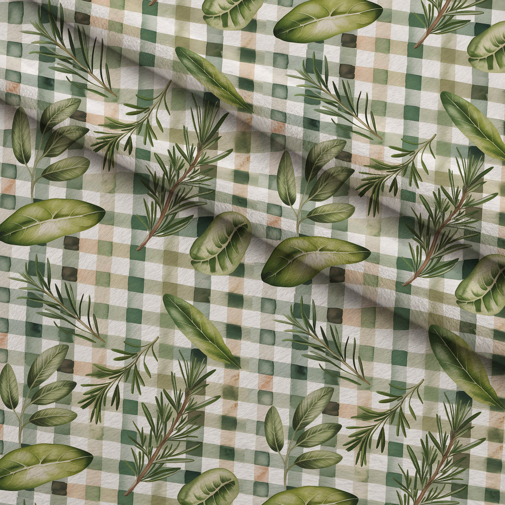 Rosemary Wreaths Pattern 10 Fleece Fabric — fleece fabric folded close-up preview (mv-fleece-v1:lying)