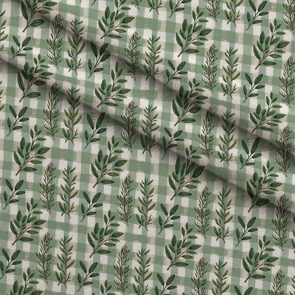 Rosemary Wreaths Pattern 11 Fleece Fabric — fleece fabric folded close-up preview (mv-fleece-v1:lying)