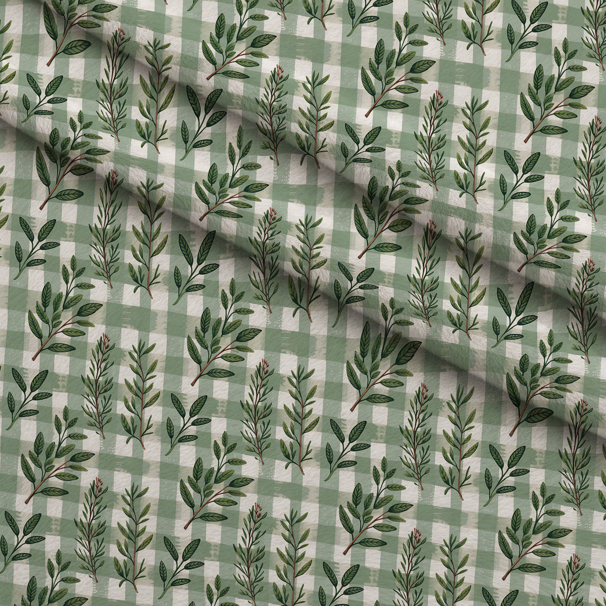 Rosemary Wreaths Pattern 11 Fleece Fabric — fleece fabric folded close-up preview (mv-fleece-v1:lying)