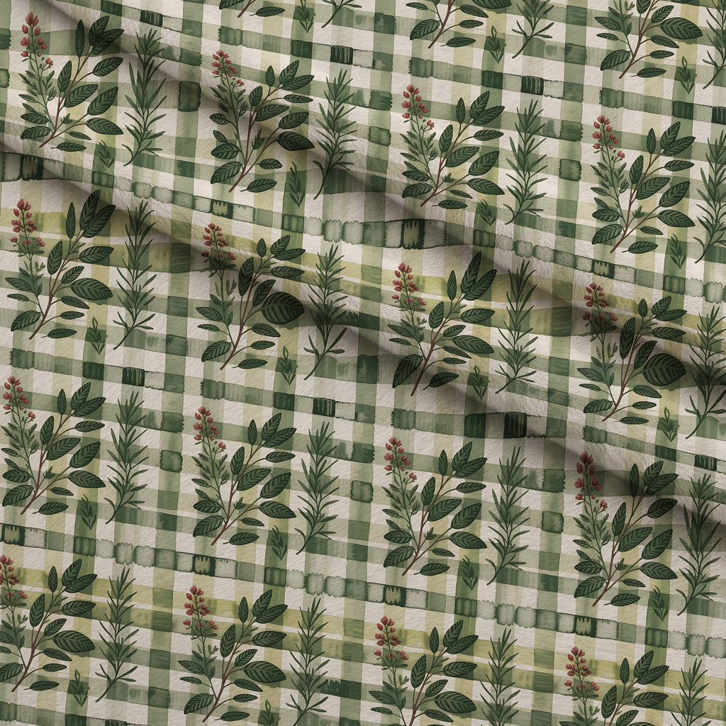 Rosemary Wreaths Pattern 12 Fleece Fabric — fleece fabric folded close-up preview (mv-fleece-v1:lying)