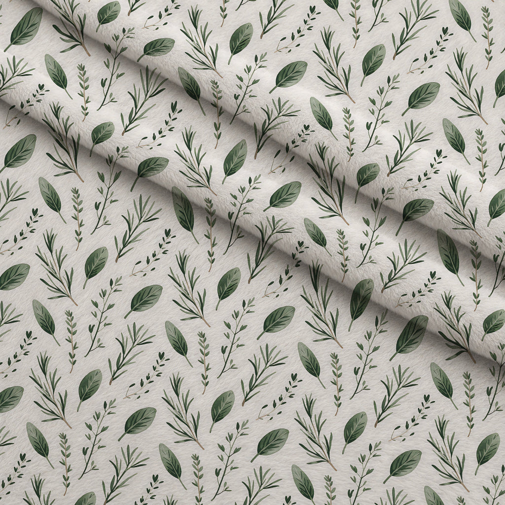 Rosemary Wreaths Pattern 13 Fleece Fabric — fleece fabric folded close-up preview (mv-fleece-v1:lying)