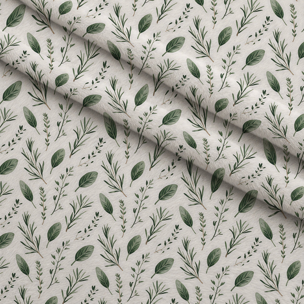 Rosemary Wreaths Pattern 13 Fleece Fabric — fleece fabric folded close-up preview (mv-fleece-v1:lying)