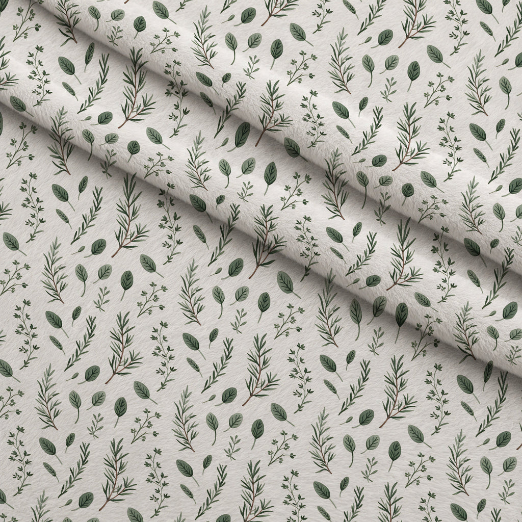 Rosemary Wreaths Pattern 14 Fleece Fabric — fleece fabric folded close-up preview (mv-fleece-v1:lying)