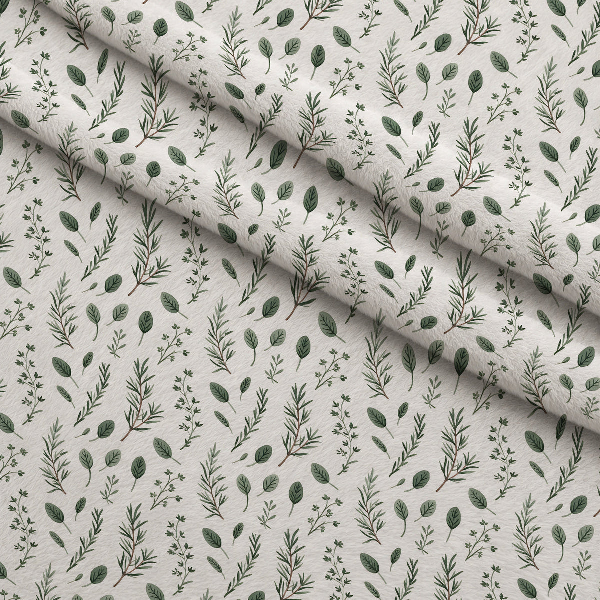 Rosemary Wreaths Pattern 14 Fleece Fabric — fleece fabric folded close-up preview (mv-fleece-v1:lying)