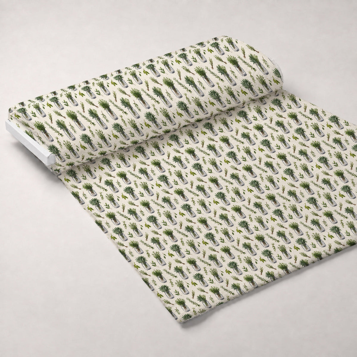 Rosemary Wreaths Pattern 16 Fleece Fabric — fleece fabric unrolled bolt preview (mv-fleece-v1:bolt)