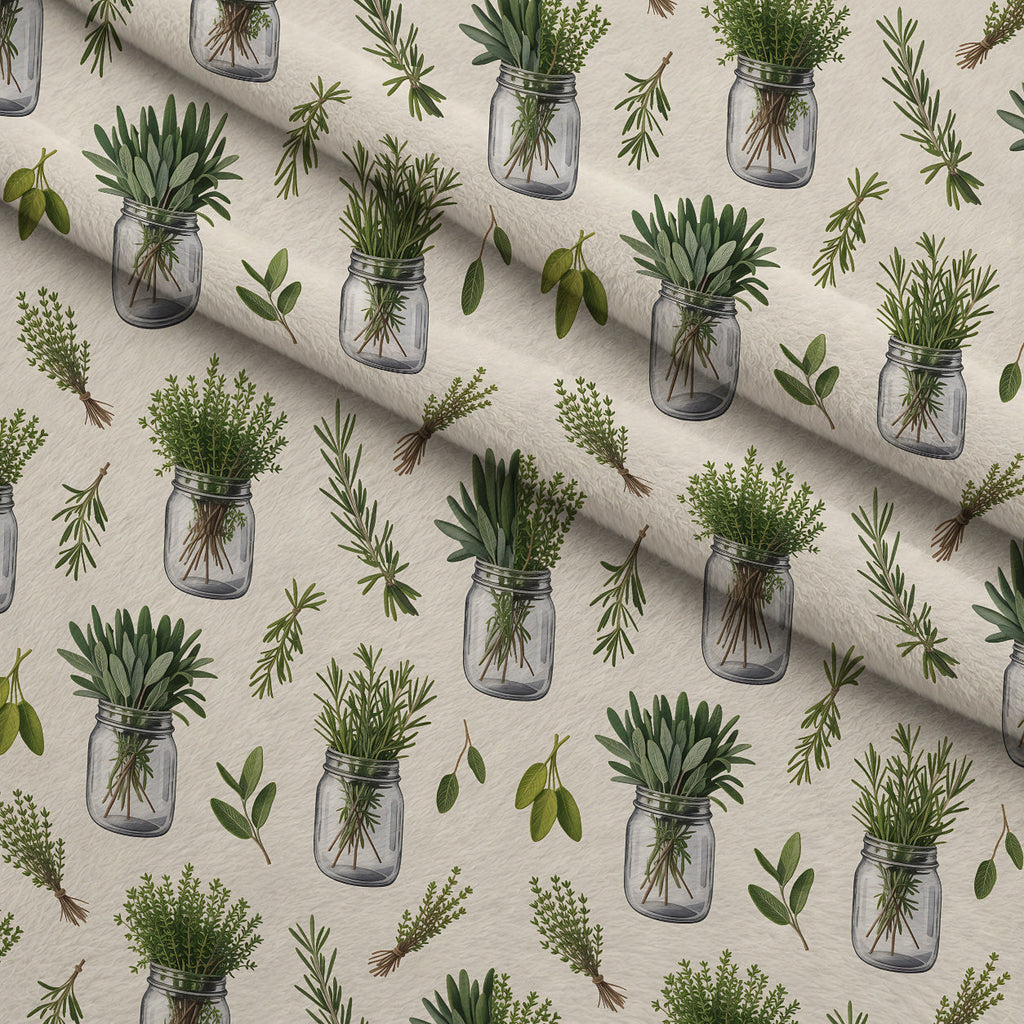 Rosemary Wreaths Pattern 16 Fleece Fabric — fleece fabric folded close-up preview (mv-fleece-v1:lying)