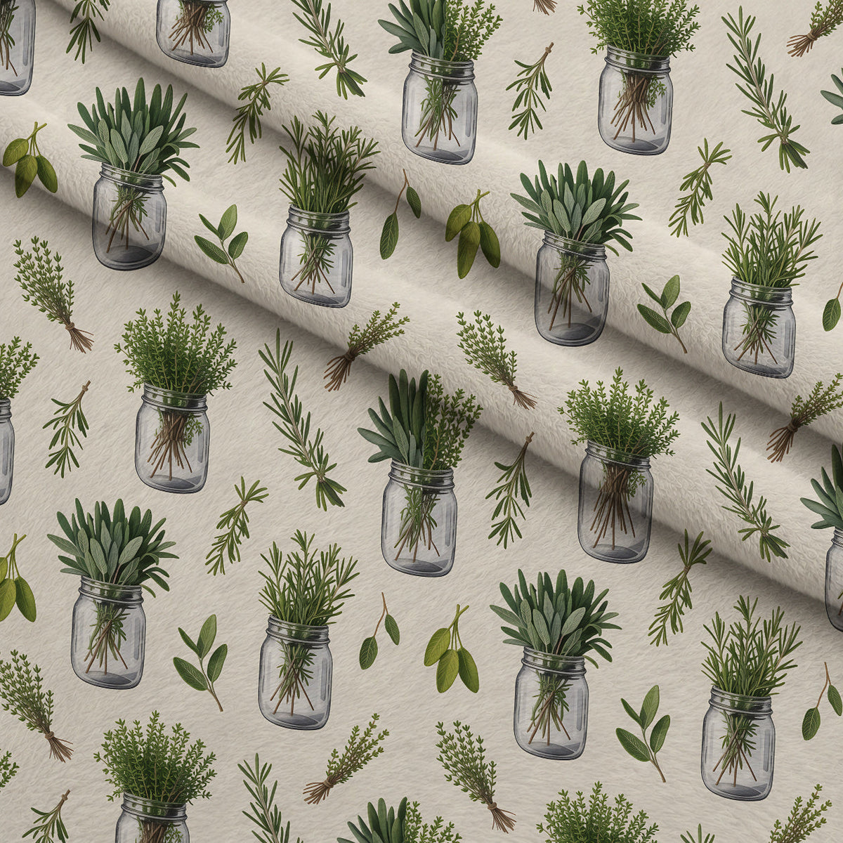 Rosemary Wreaths Pattern 16 Fleece Fabric — fleece fabric folded close-up preview (mv-fleece-v1:lying)