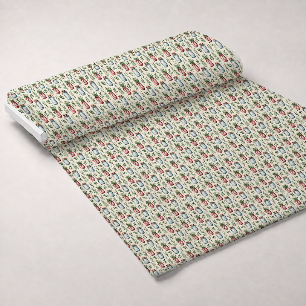 Rosemary Wreaths Pattern 18 Fleece Fabric — fleece fabric unrolled bolt preview (mv-fleece-v1:bolt)