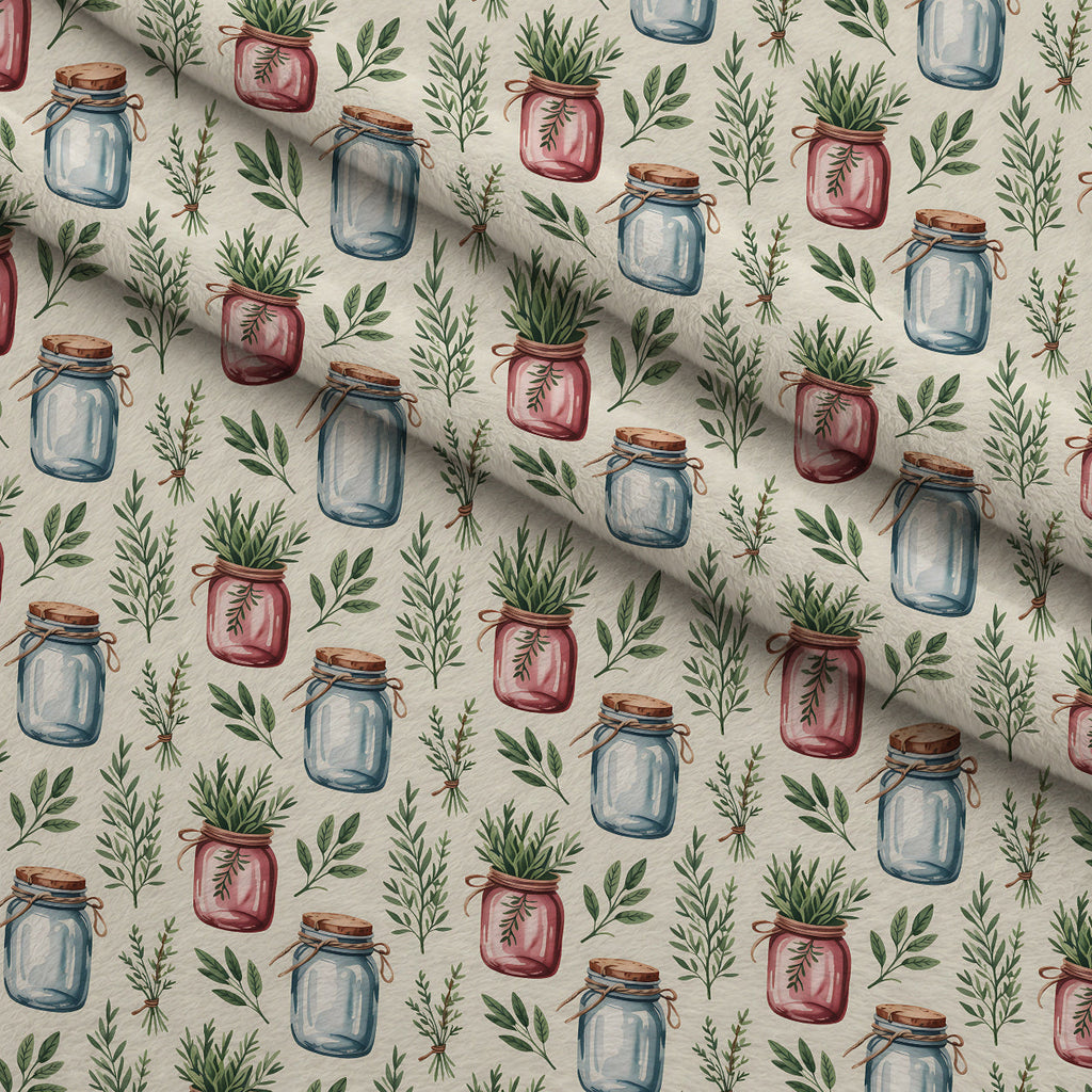 Rosemary Wreaths Pattern 18 Fleece Fabric — fleece fabric folded close-up preview (mv-fleece-v1:lying)