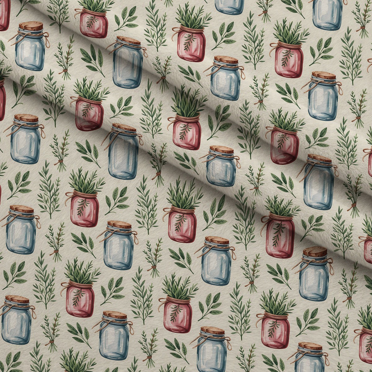 Rosemary Wreaths Pattern 18 Fleece Fabric — fleece fabric folded close-up preview (mv-fleece-v1:lying)