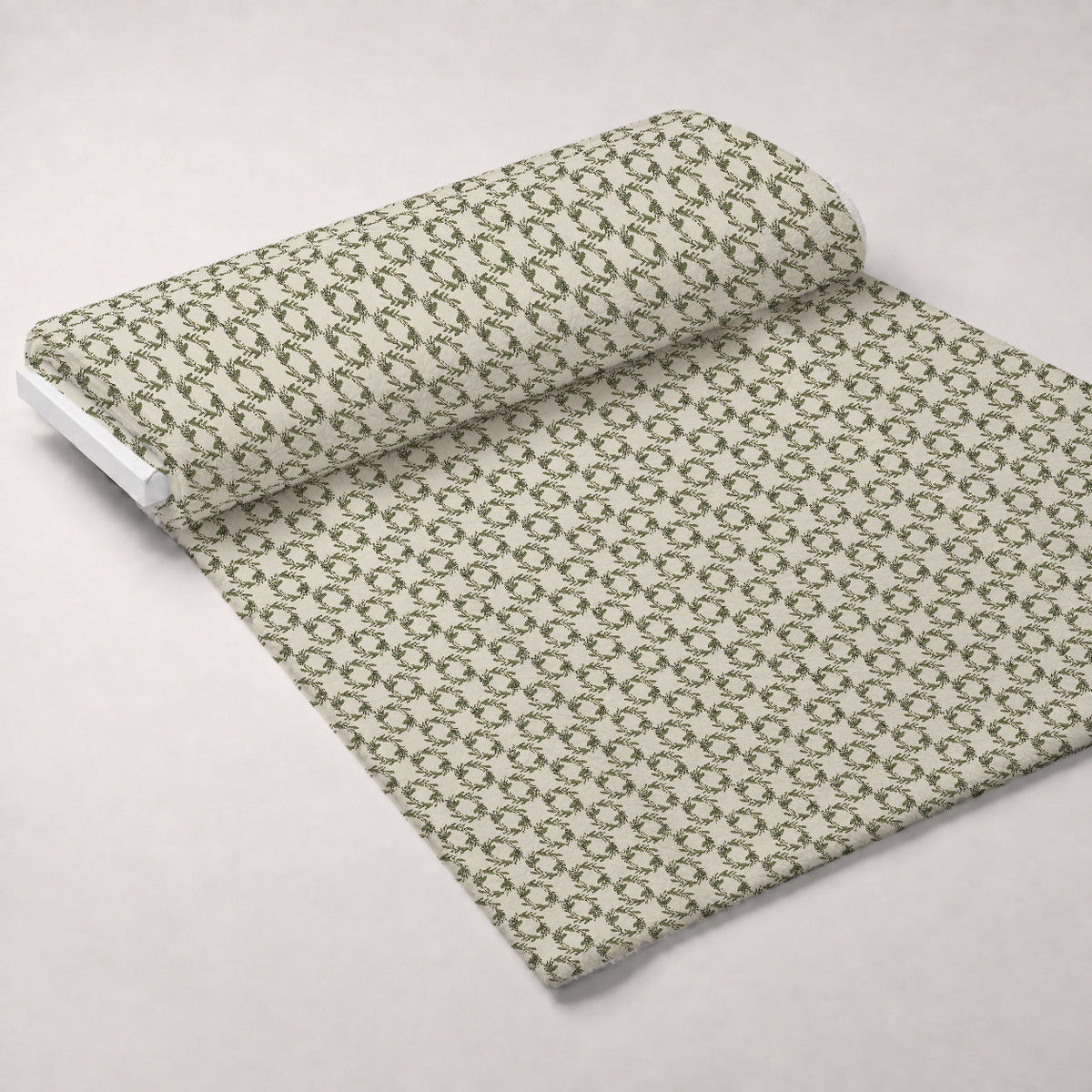 Rosemary Wreaths Pattern 19 Fleece Fabric — fleece fabric unrolled bolt preview (mv-fleece-v1:bolt)
