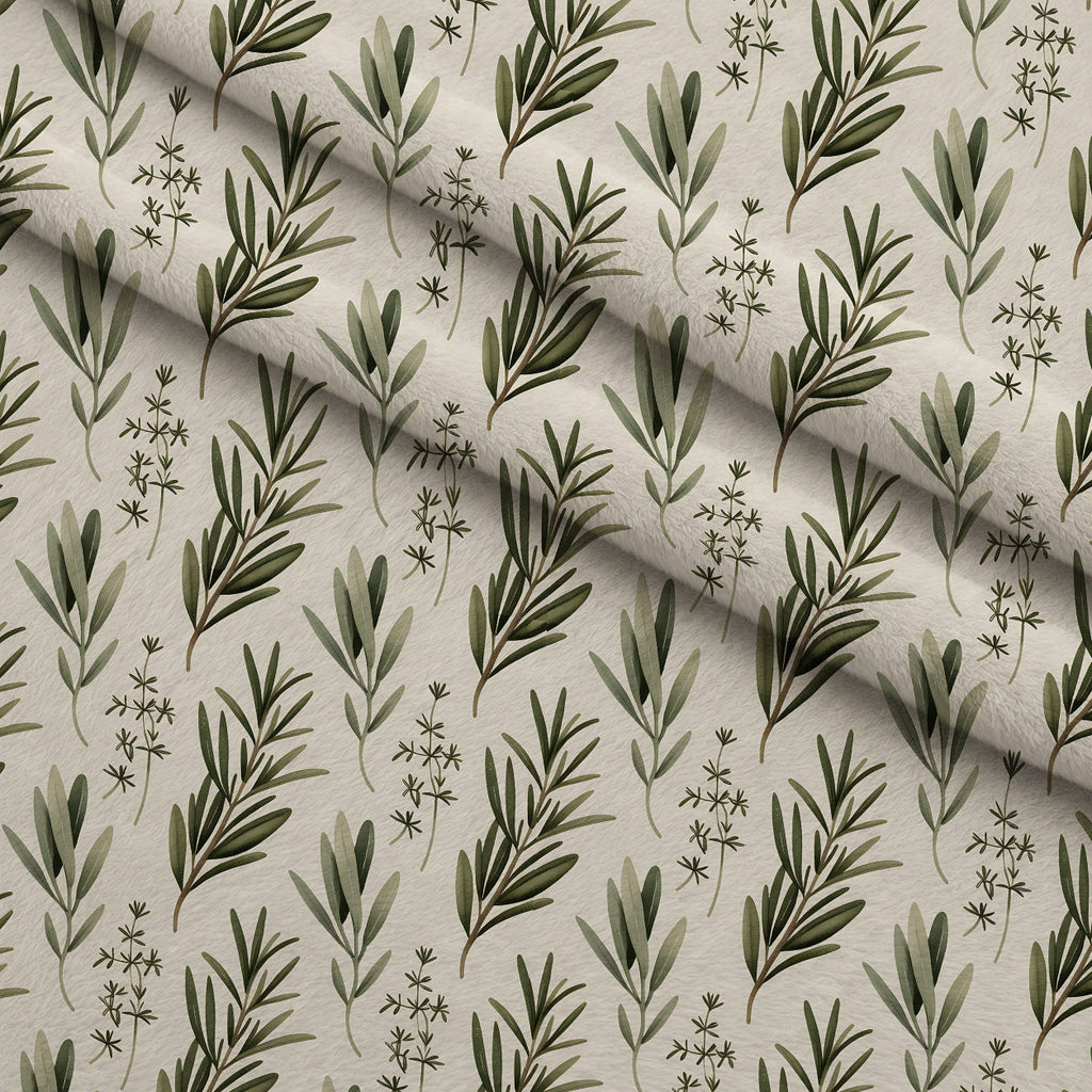 Rosemary Wreaths Pattern 2 Fleece Fabric — fleece fabric folded close-up preview (mv-fleece-v1:lying)