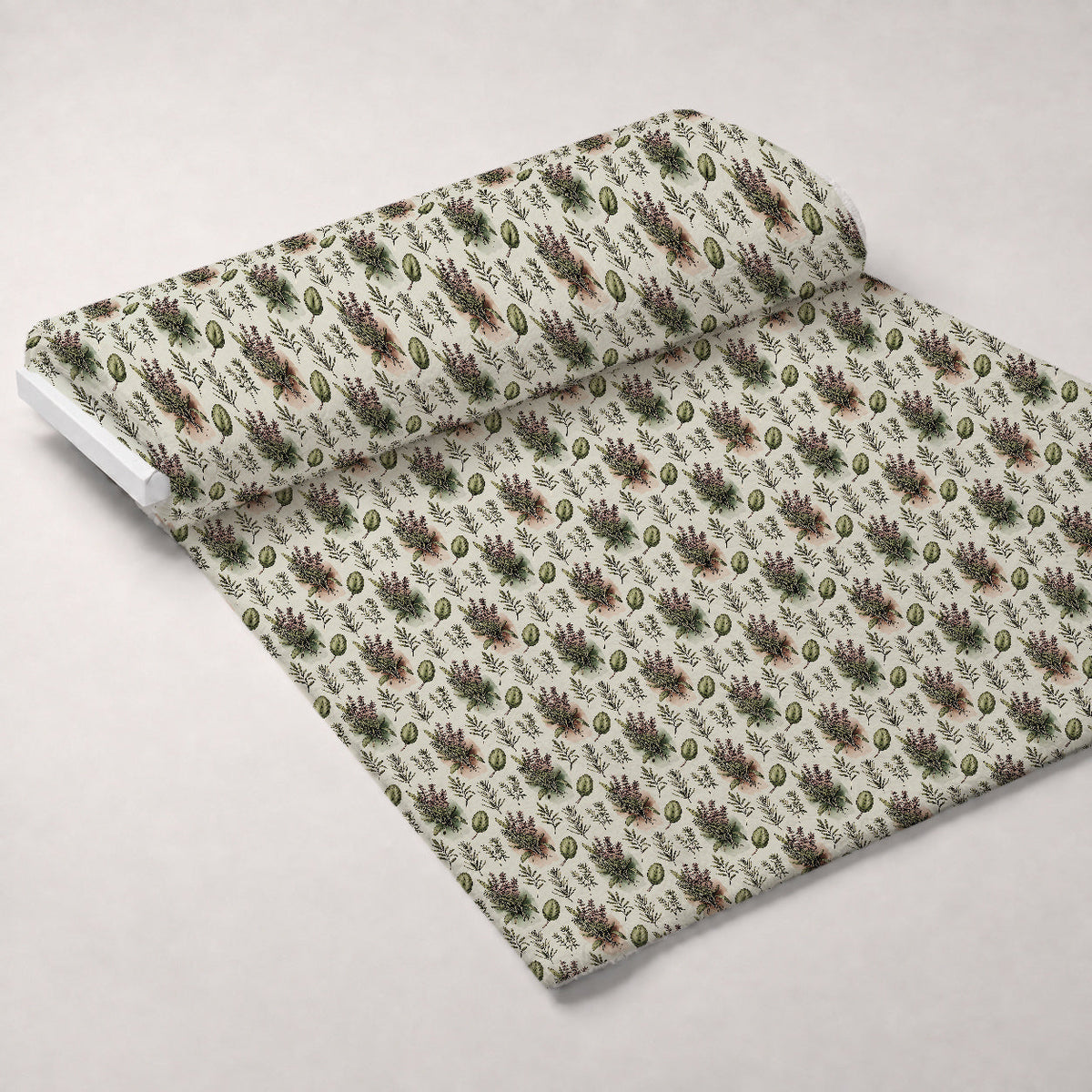Rosemary Wreaths Pattern 23 Fleece Fabric — fleece fabric unrolled bolt preview (mv-fleece-v1:bolt)