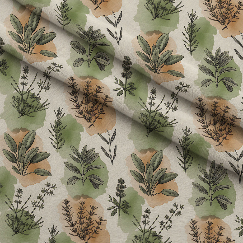 Rosemary Wreaths Pattern 24 Fleece Fabric — fleece fabric folded close-up preview (mv-fleece-v1:lying)