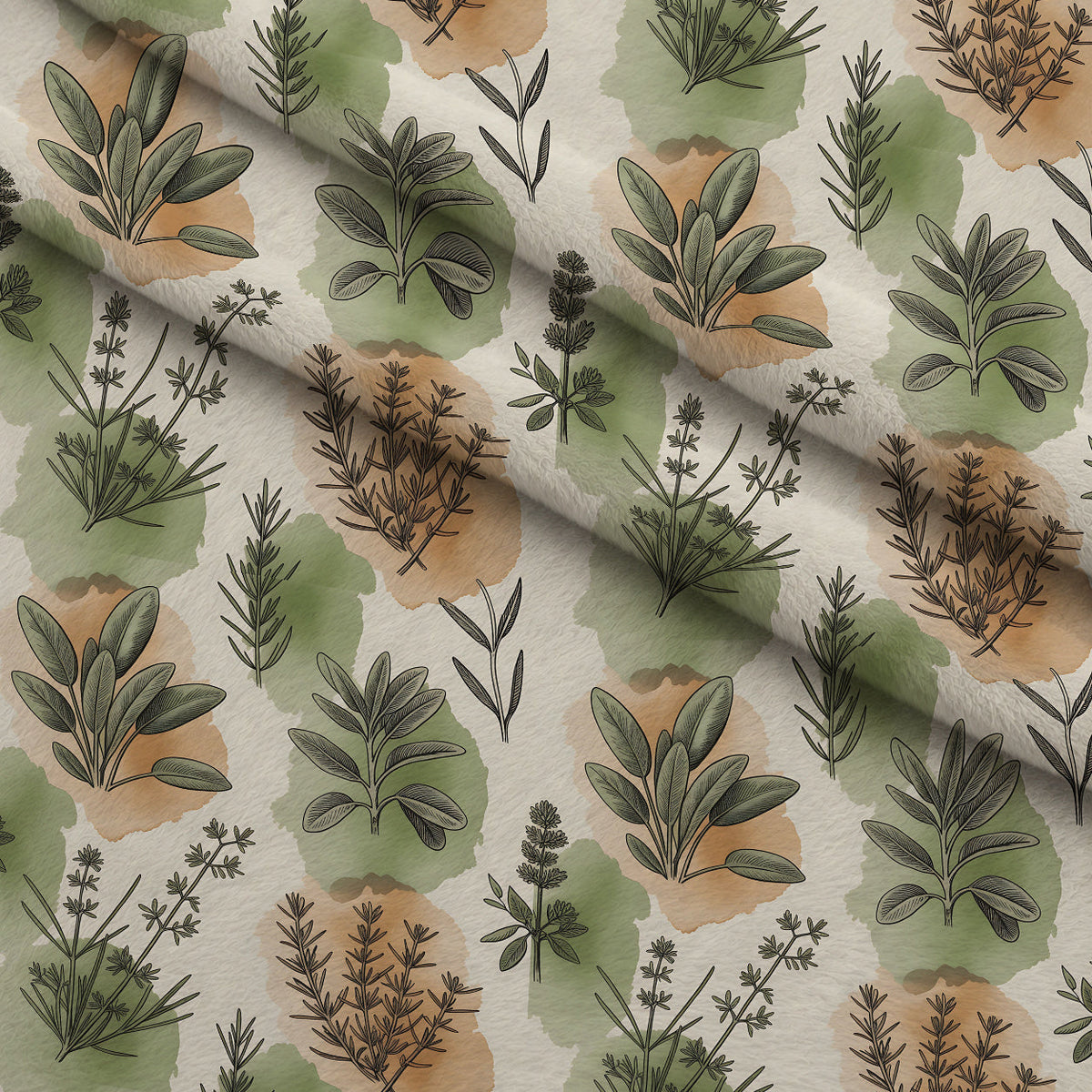 Rosemary Wreaths Pattern 24 Fleece Fabric — fleece fabric folded close-up preview (mv-fleece-v1:lying)
