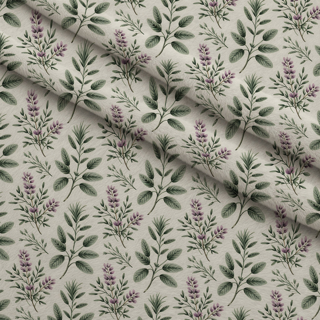 Rosemary Wreaths Pattern 25 Fleece Fabric — fleece fabric folded close-up preview (mv-fleece-v1:lying)