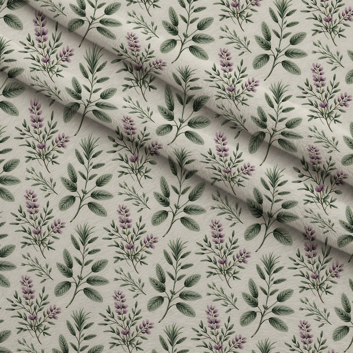 Rosemary Wreaths Pattern 25 Fleece Fabric — fleece fabric folded close-up preview (mv-fleece-v1:lying)
