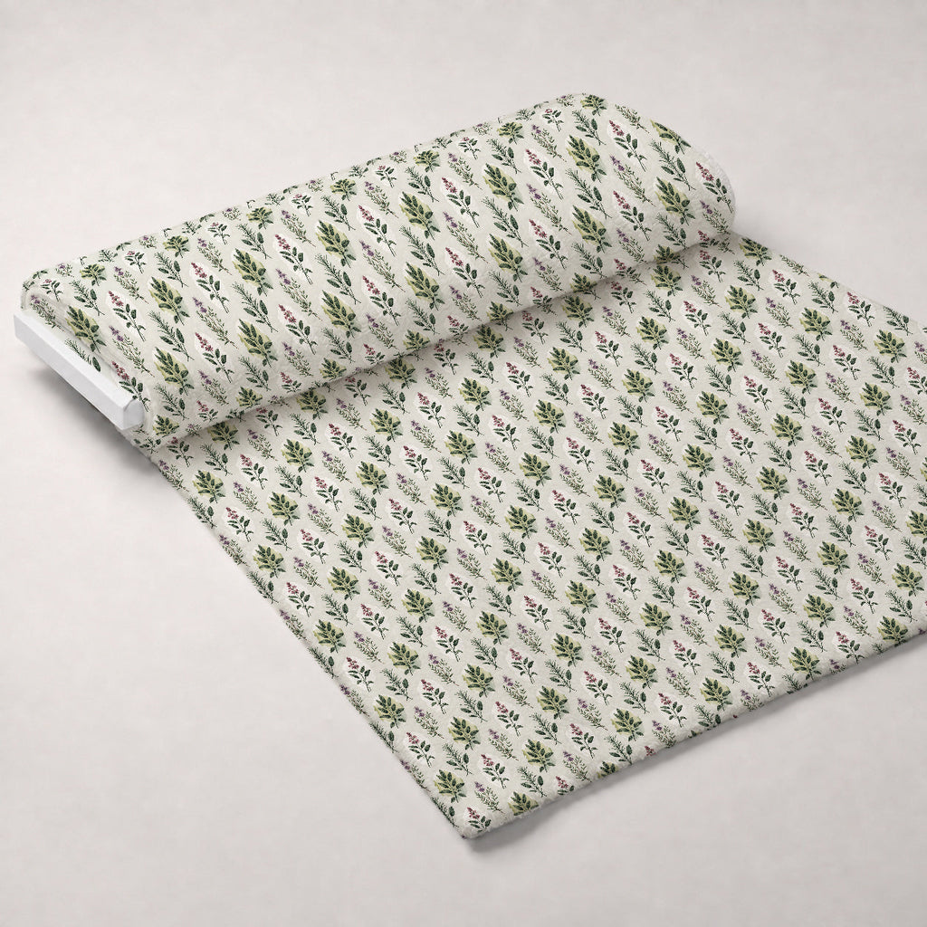 Rosemary Wreaths Pattern 26 Fleece Fabric — fleece fabric unrolled bolt preview (mv-fleece-v1:bolt)