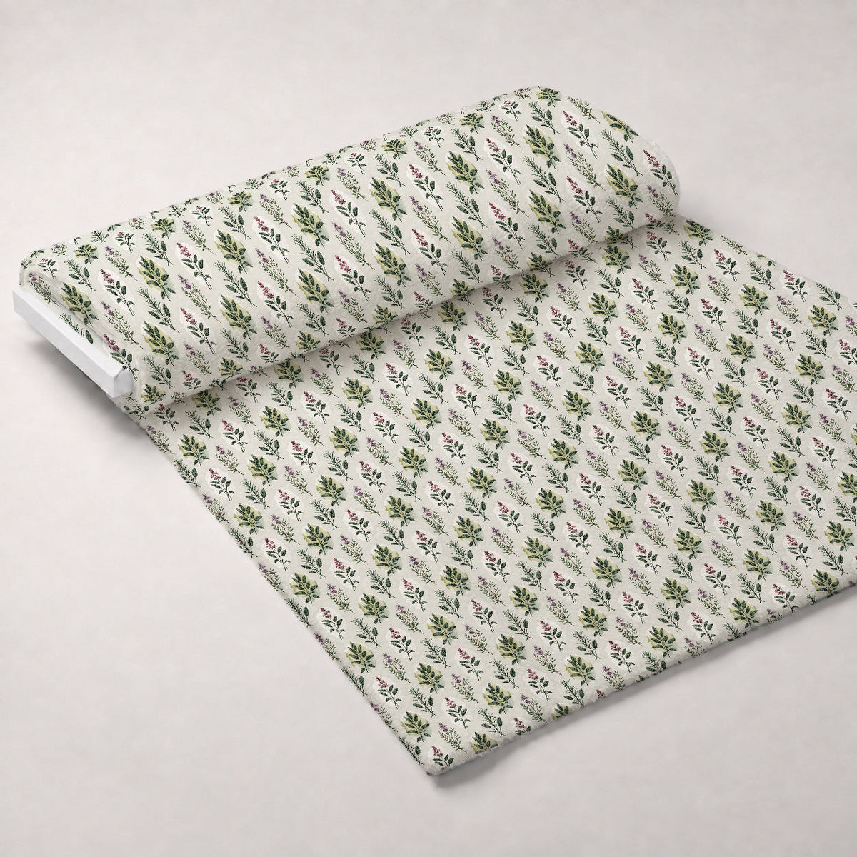 Rosemary Wreaths Pattern 26 Fleece Fabric — fleece fabric unrolled bolt preview (mv-fleece-v1:bolt)
