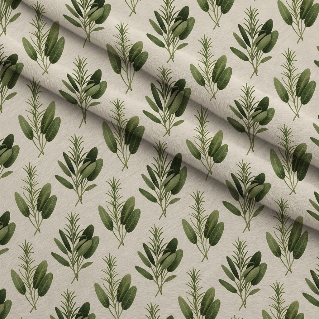 Rosemary Wreaths Pattern 27 Fleece Fabric — fleece fabric folded close-up preview (mv-fleece-v1:lying)