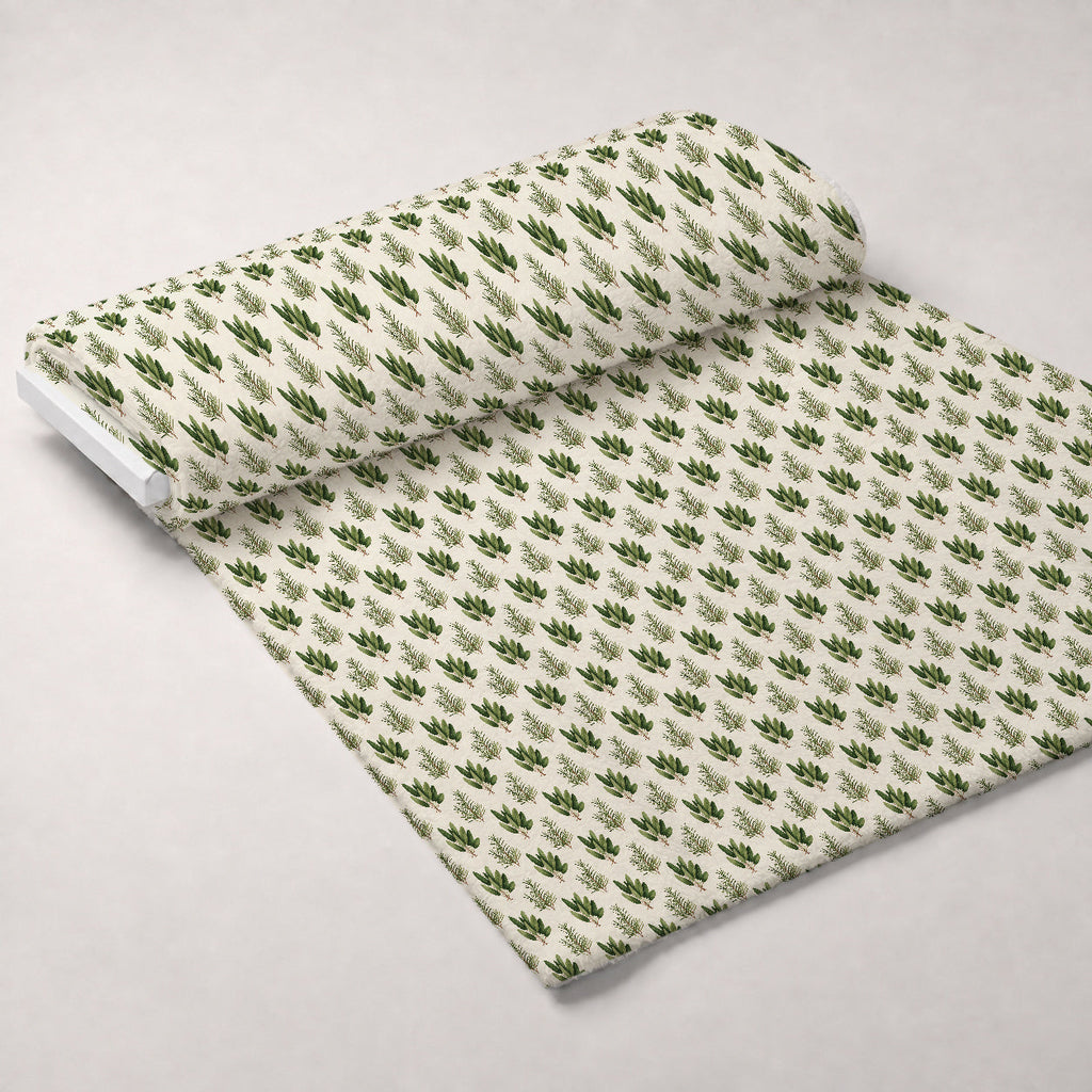 Rosemary Wreaths Pattern 28 Fleece Fabric — fleece fabric unrolled bolt preview (mv-fleece-v1:bolt)