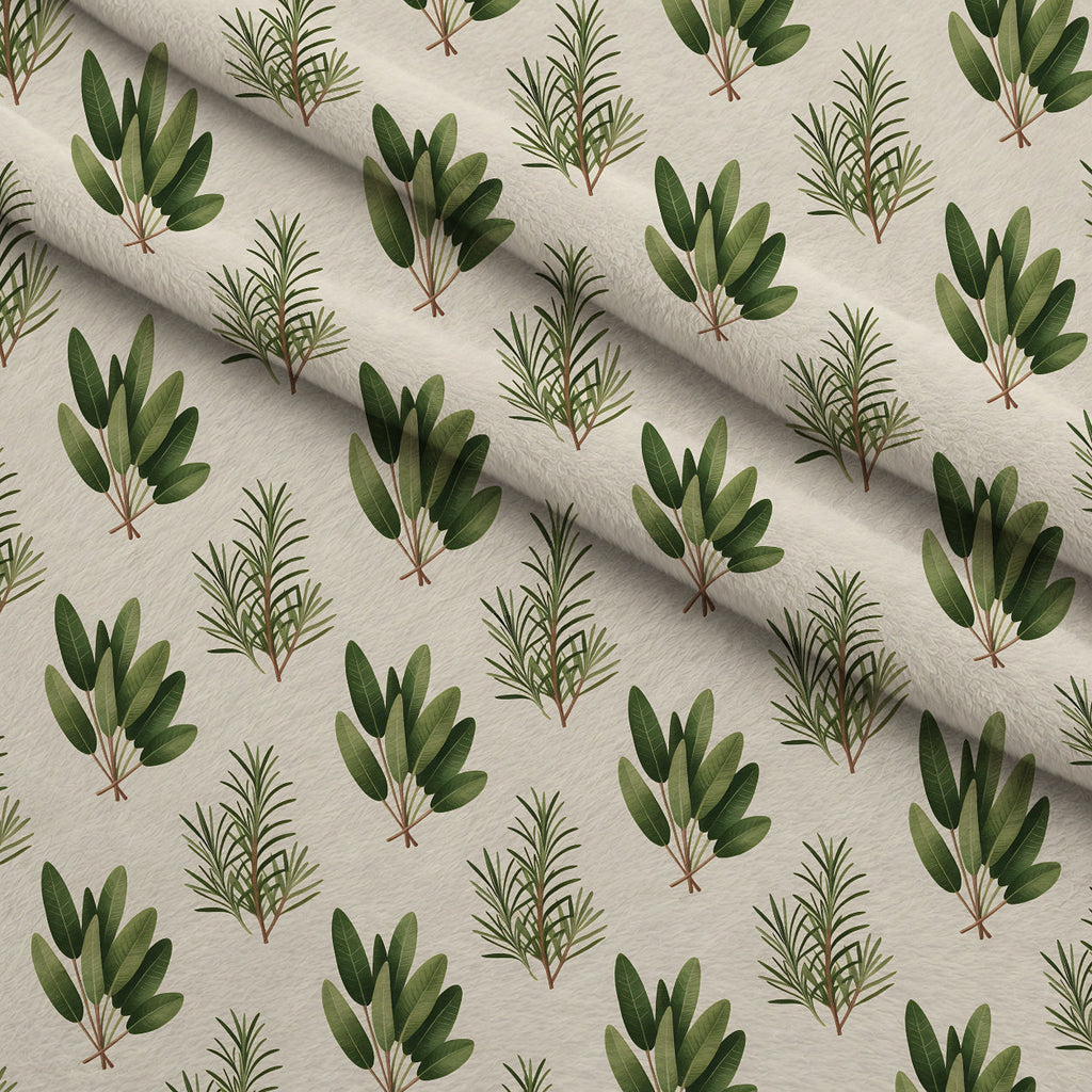 Rosemary Wreaths Pattern 28 Fleece Fabric — fleece fabric folded close-up preview (mv-fleece-v1:lying)
