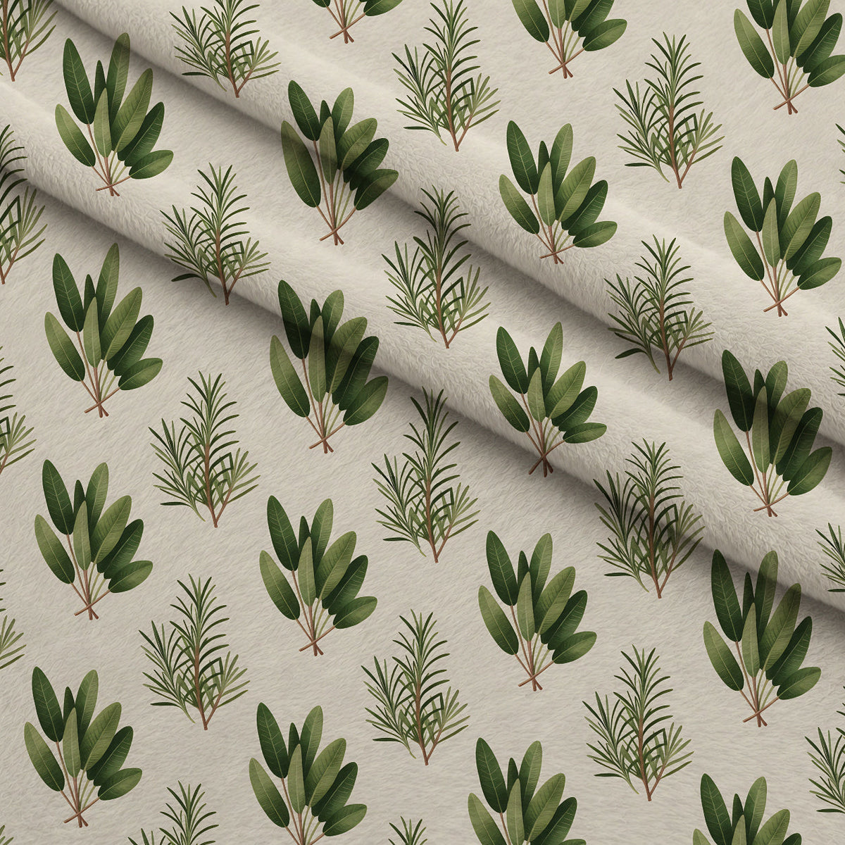 Rosemary Wreaths Pattern 28 Fleece Fabric — fleece fabric folded close-up preview (mv-fleece-v1:lying)