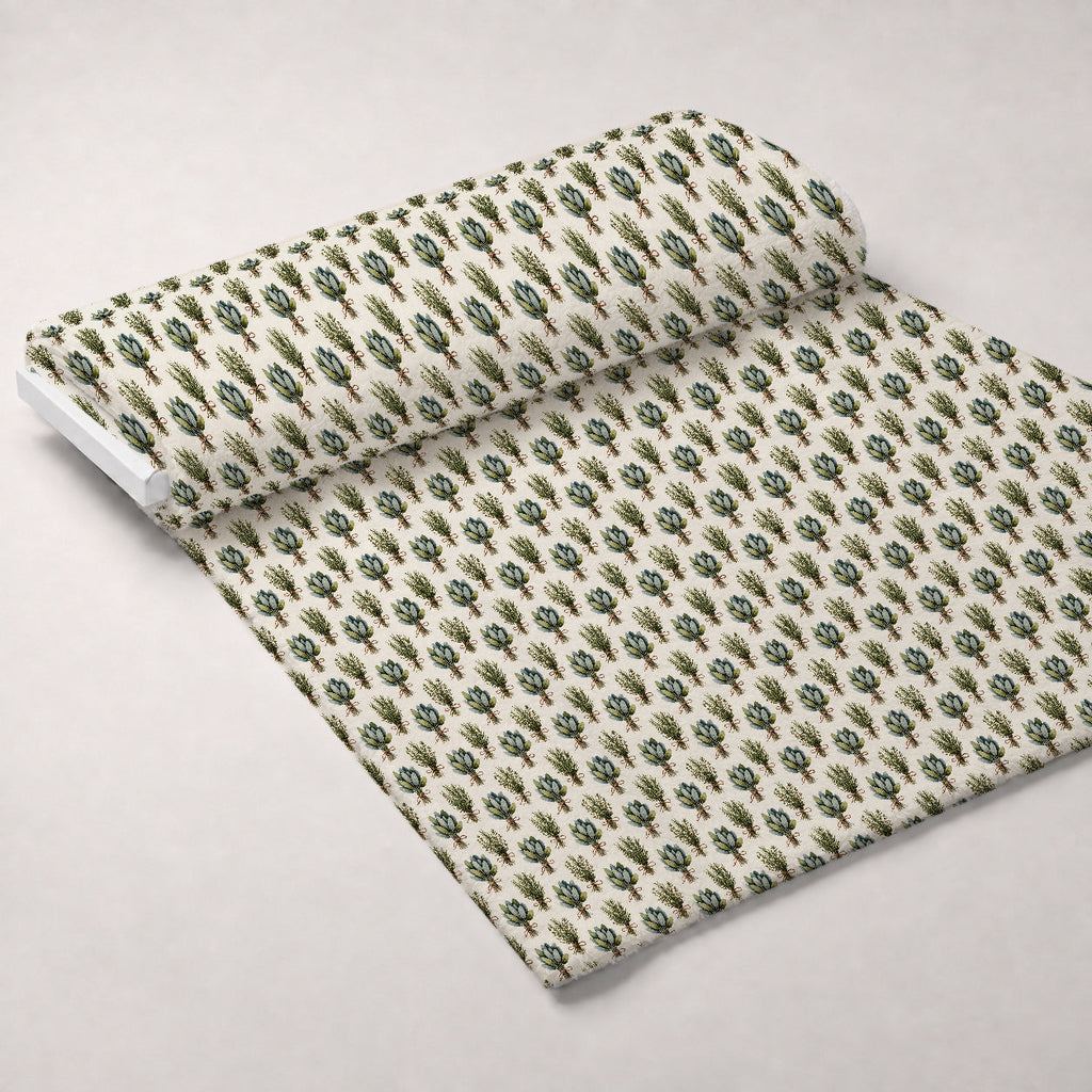 Rosemary Wreaths Pattern 32 Fleece Fabric — fleece fabric unrolled bolt preview (mv-fleece-v1:bolt)