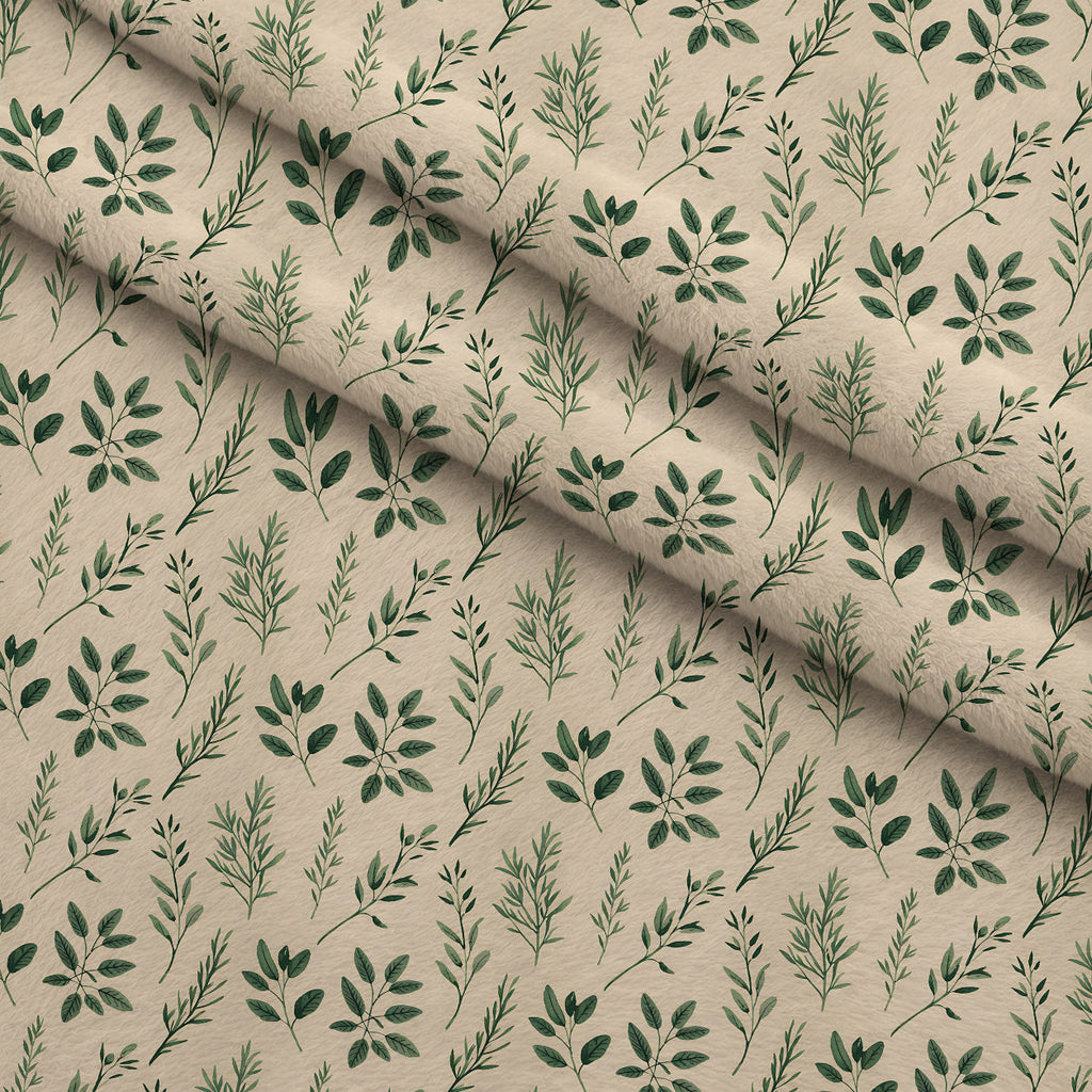 Rosemary Wreaths Pattern 37 Fleece Fabric — fleece fabric folded close-up preview (mv-fleece-v1:lying)