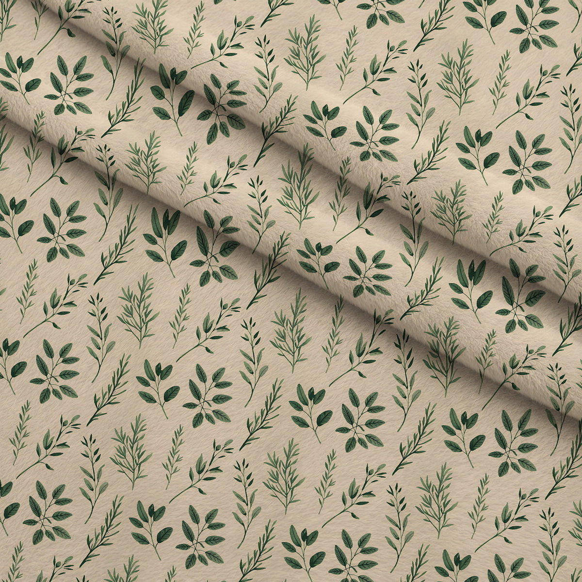 Rosemary Wreaths Pattern 37 Fleece Fabric — fleece fabric folded close-up preview (mv-fleece-v1:lying)