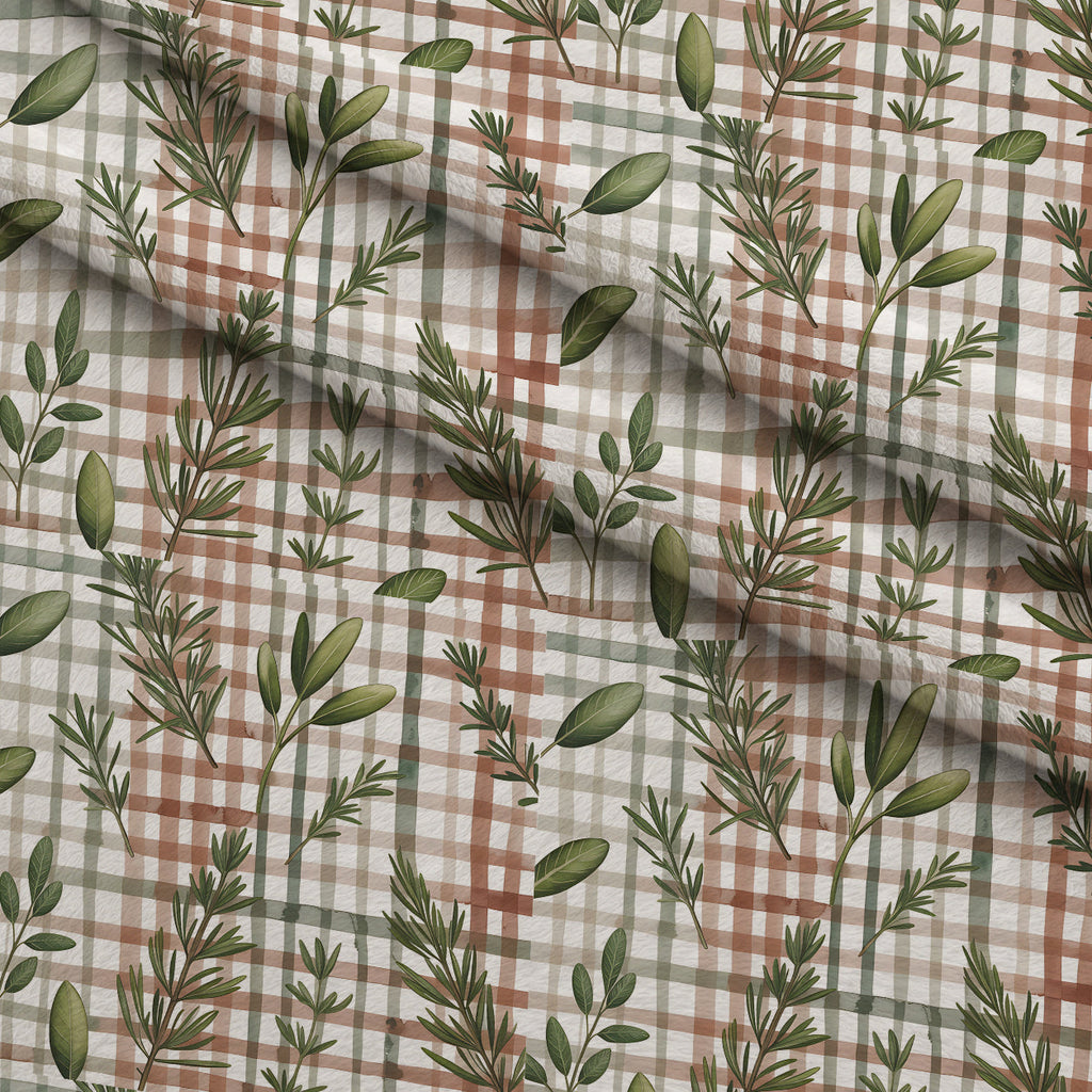 Rosemary Wreaths Pattern 9 Fleece Fabric — fleece fabric folded close-up preview (mv-fleece-v1:lying)