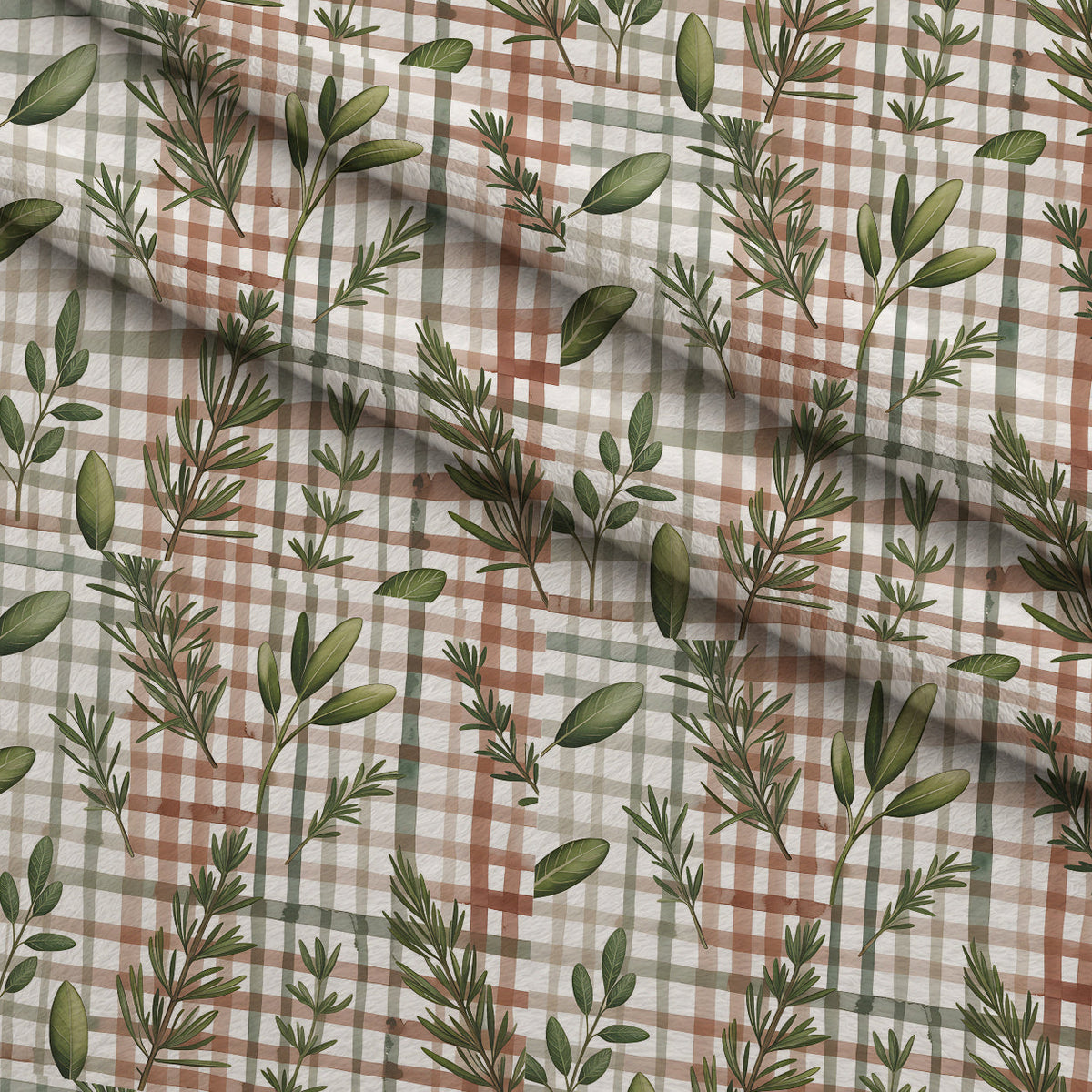 Rosemary Wreaths Pattern 9 Fleece Fabric — fleece fabric folded close-up preview (mv-fleece-v1:lying)