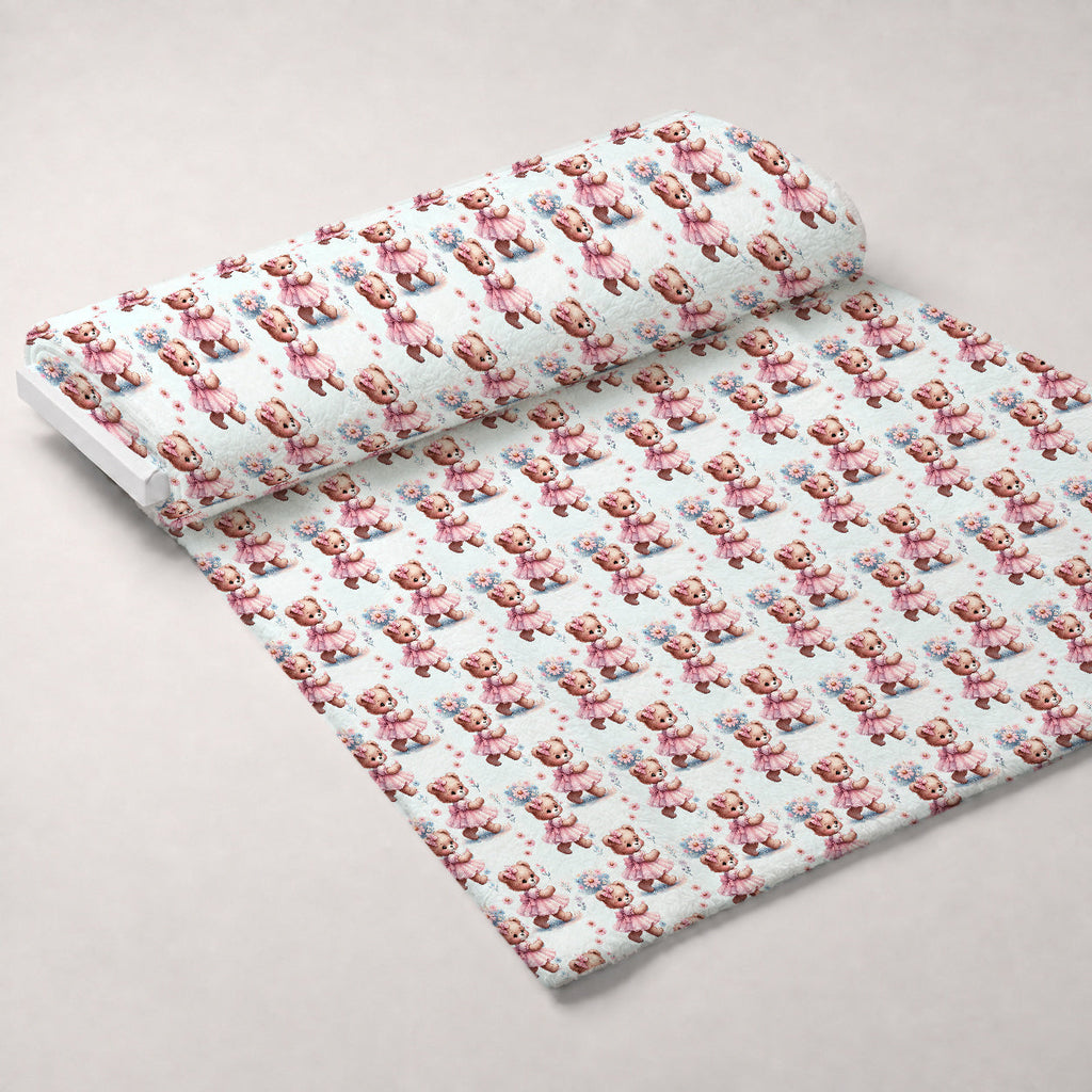 Rosy Balloon Cubs Pattern 3 Fleece Fabric — fleece fabric unrolled bolt preview (mv-fleece-v1:bolt)