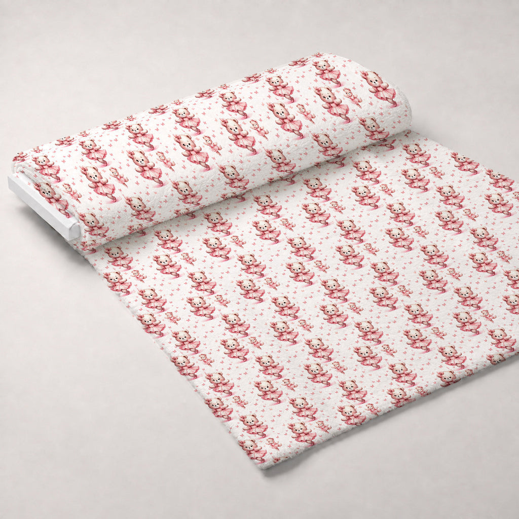 Rosy Balloon Cubs Pattern 5 Fleece Fabric — fleece fabric unrolled bolt preview (mv-fleece-v1:bolt)