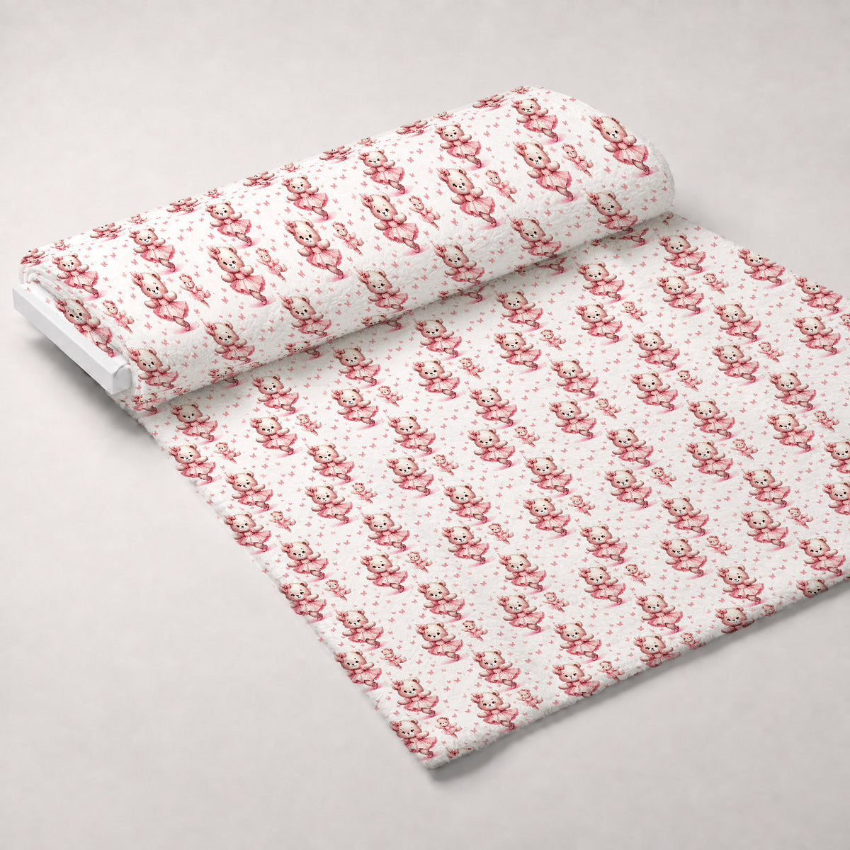 Rosy Balloon Cubs Pattern 5 Fleece Fabric — fleece fabric unrolled bolt preview (mv-fleece-v1:bolt)