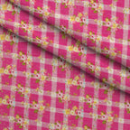 Rosy Gingham Pattern 12 Fleece Fabric — fleece fabric folded close-up preview (mv-fleece-v1:lying)