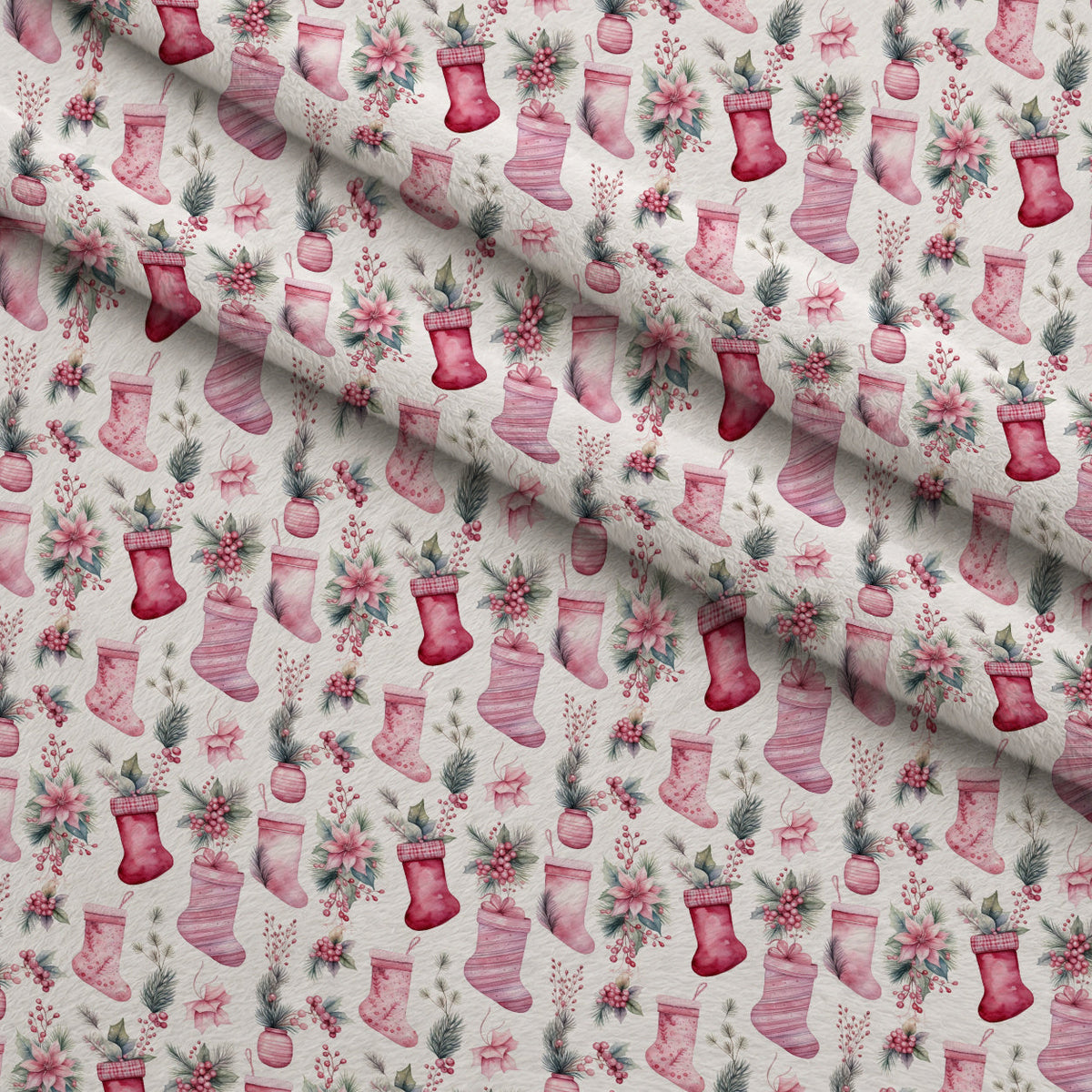 Rosy Noel Pattern 3 Fleece Fabric — fleece fabric folded close-up preview (mv-fleece-v1:lying)