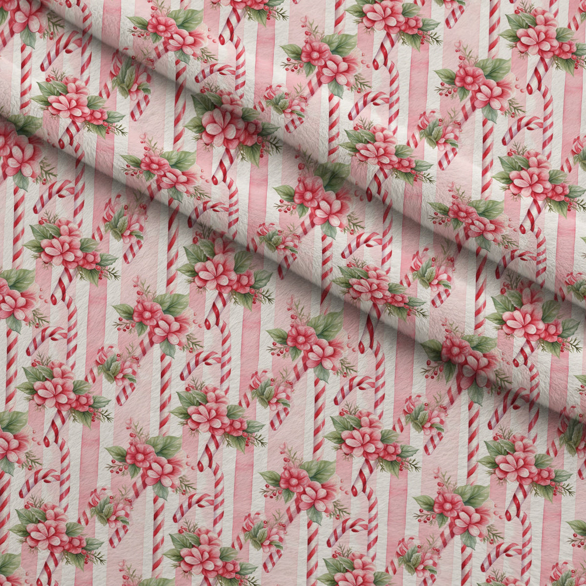 Rosy Noel Pattern 8 Fleece Fabric — fleece fabric folded close-up preview (mv-fleece-v1:lying)
